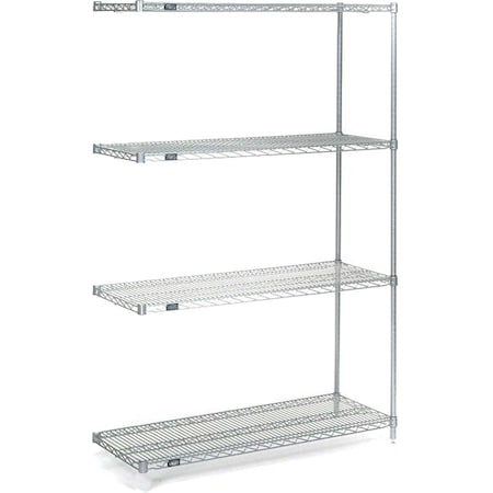 4 Tier Wire Shelving Add-On Unit, Stainless Steel, 30W X 14D X 74H